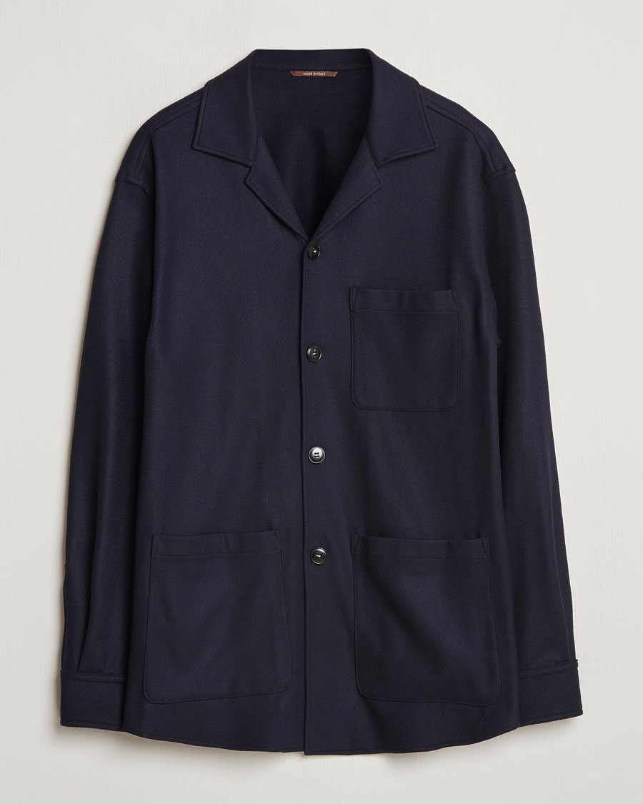 Uomini | Giacche | Canali | Wool Shirt Jacket Navy