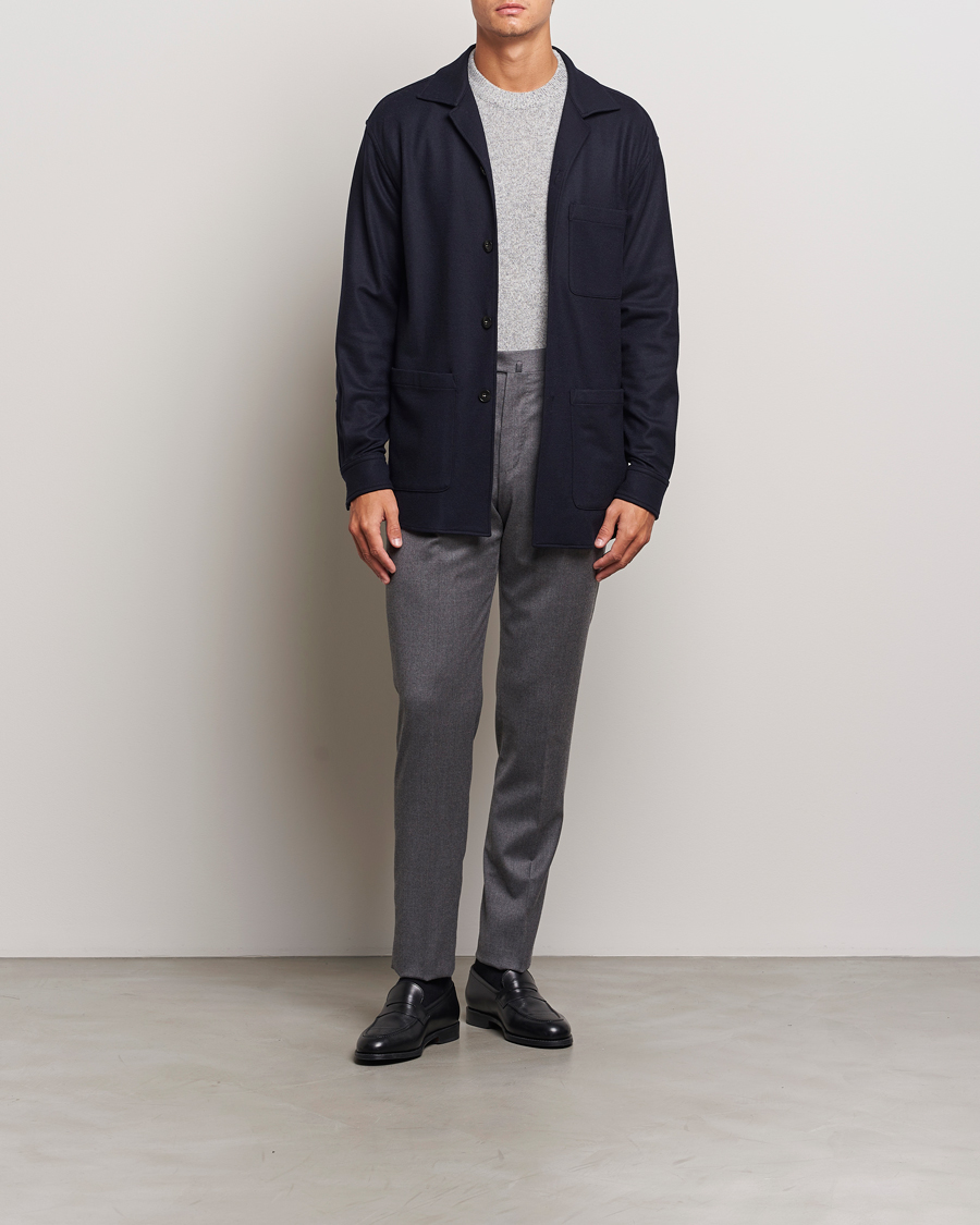 Uomini | Giacche | Canali | Wool Shirt Jacket Navy