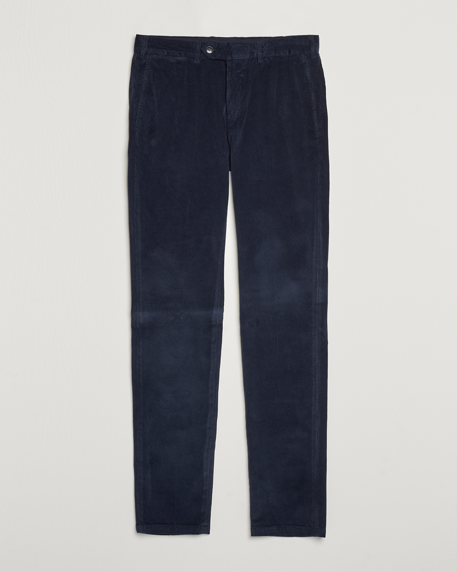 Uomini | Pantaloni | Canali | Slim Fit Corduroy Trousers Navy