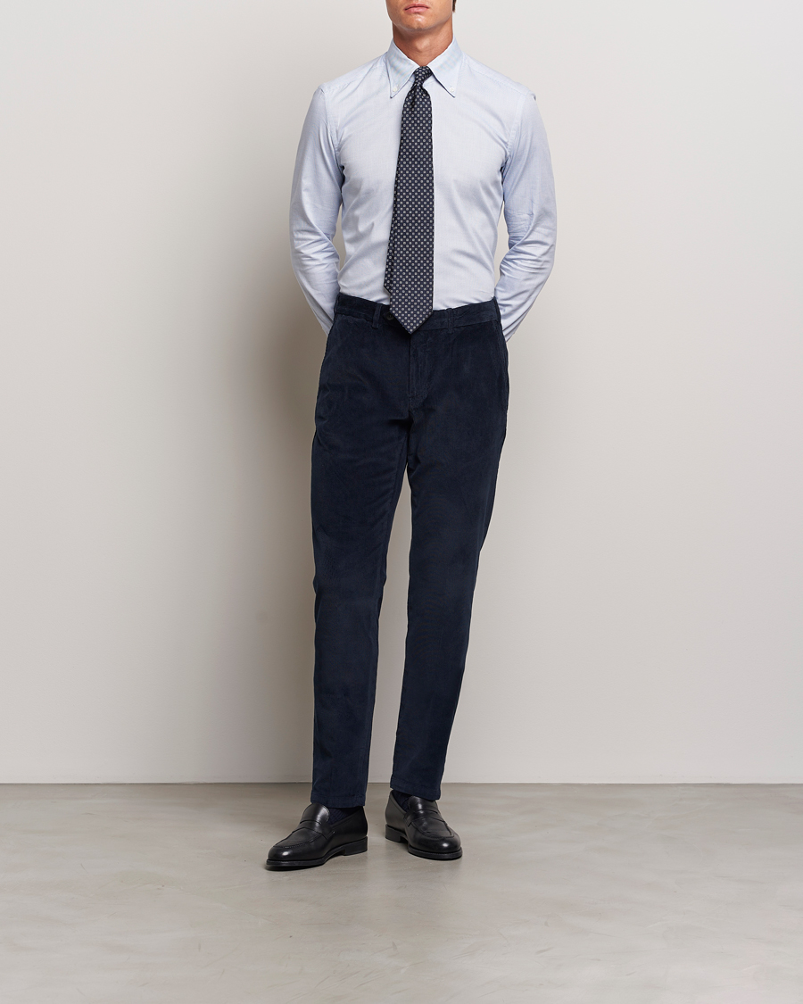 Uomini | Pantaloni | Canali | Slim Fit Corduroy Trousers Navy