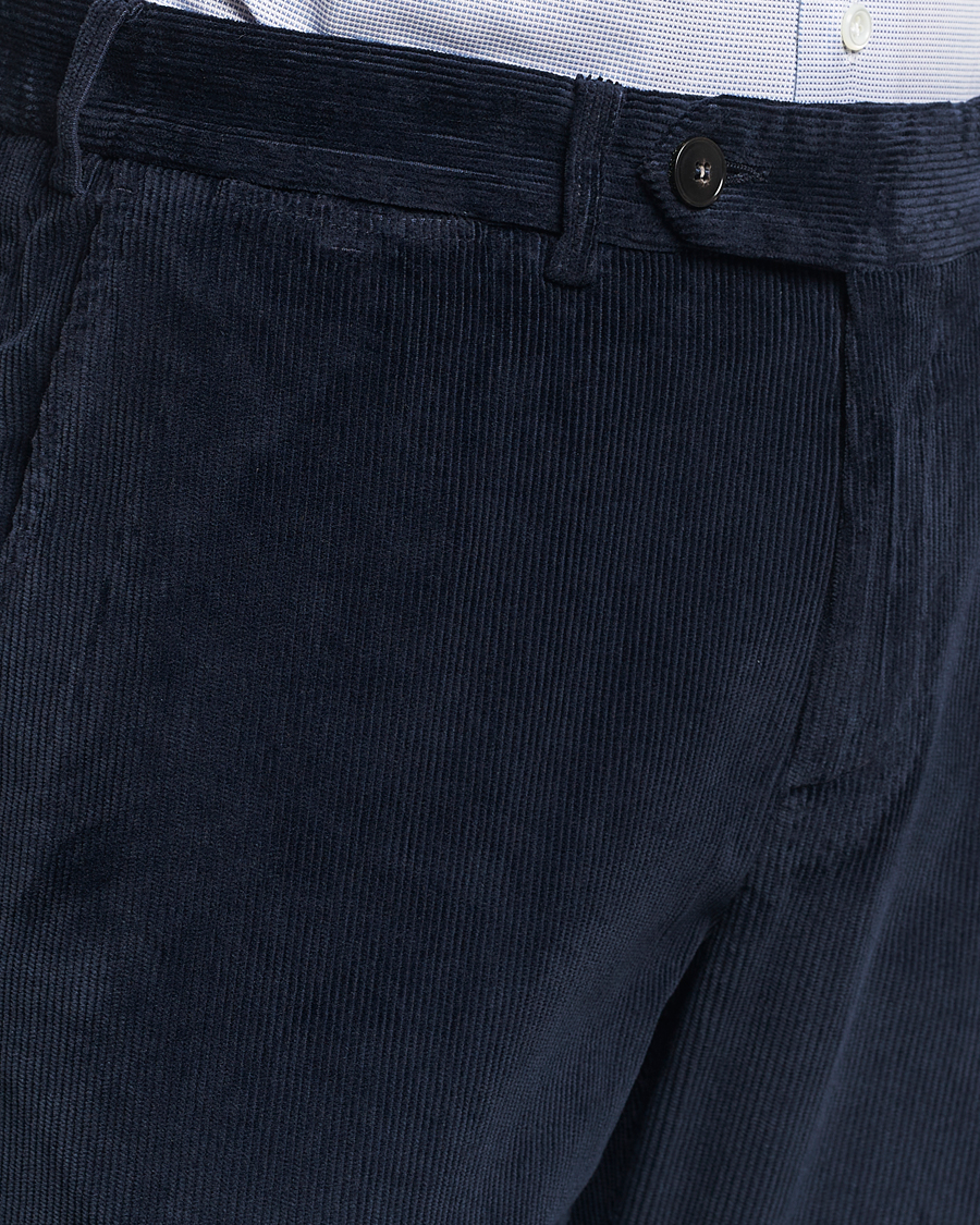Uomini | Pantaloni | Canali | Slim Fit Corduroy Trousers Navy