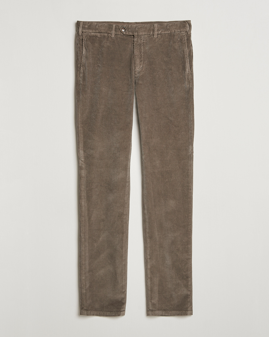 Uomini | Pantaloni | Canali | Slim Fit Corduroy Trousers Taupe