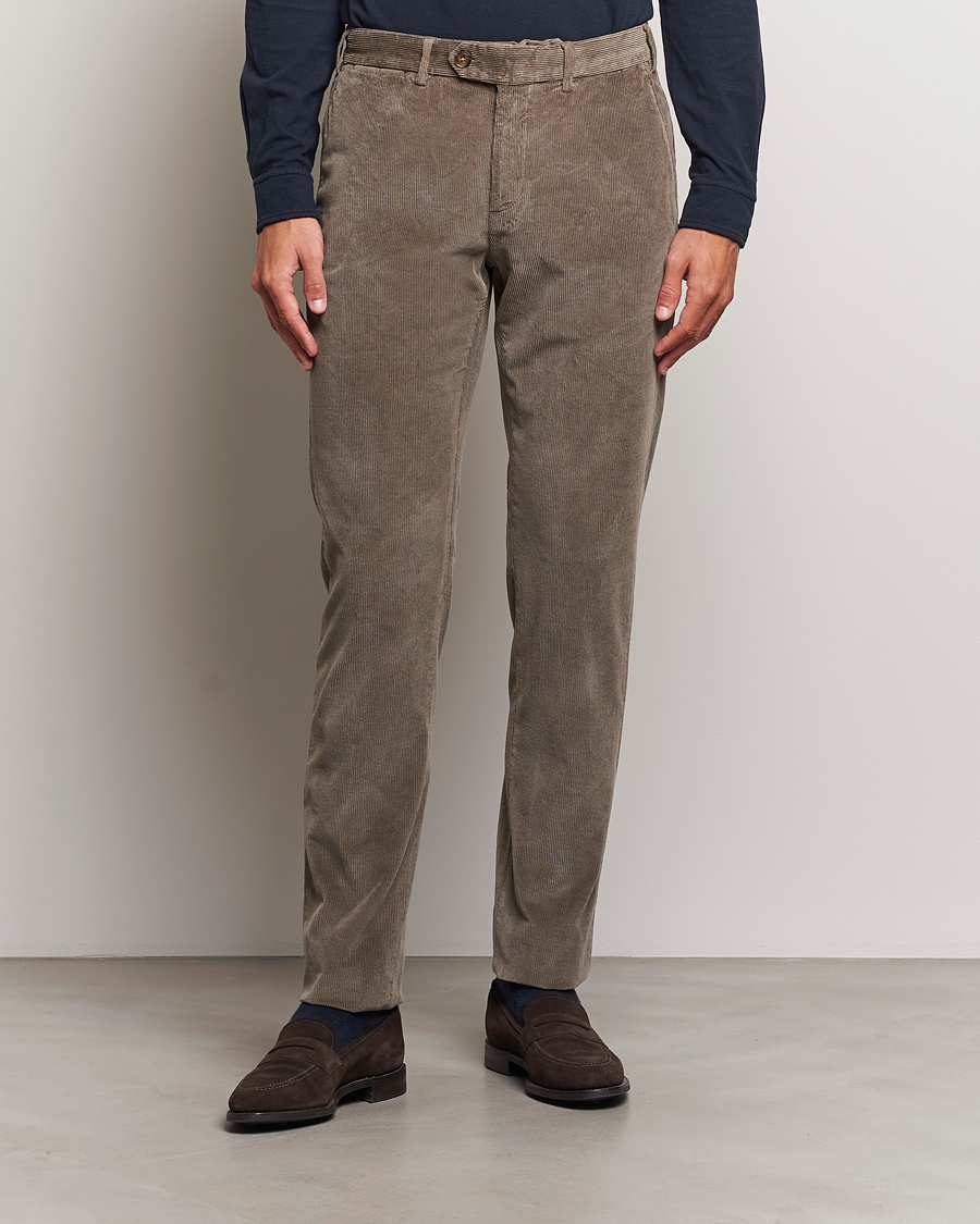 Uomini | Pantaloni | Canali | Slim Fit Corduroy Trousers Taupe
