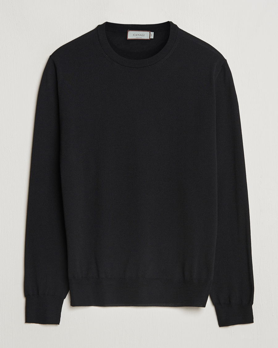 Uomini | Maglieria | Canali | Merino Wool Crew Neck Black