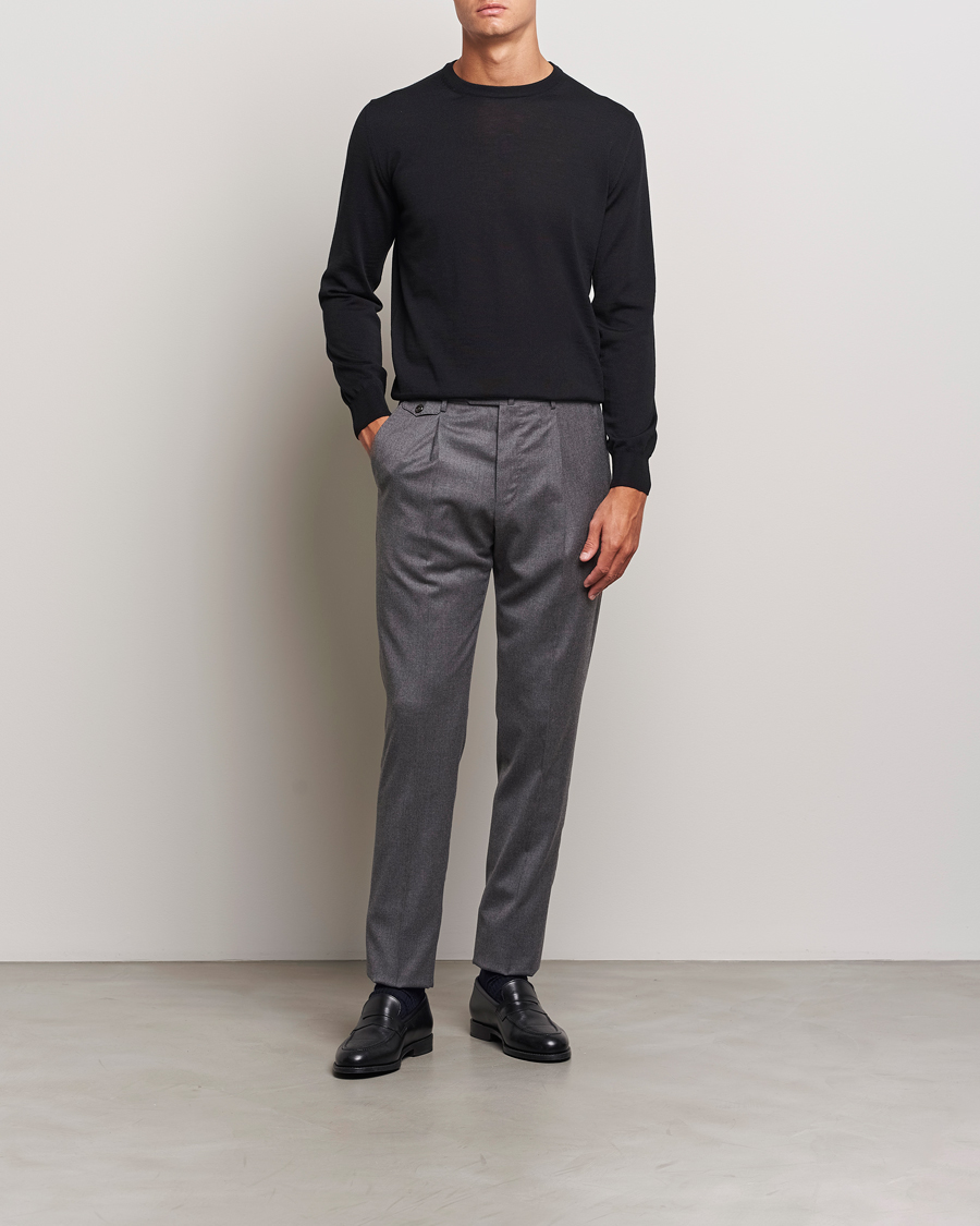 Uomini | Maglieria | Canali | Merino Wool Crew Neck Black