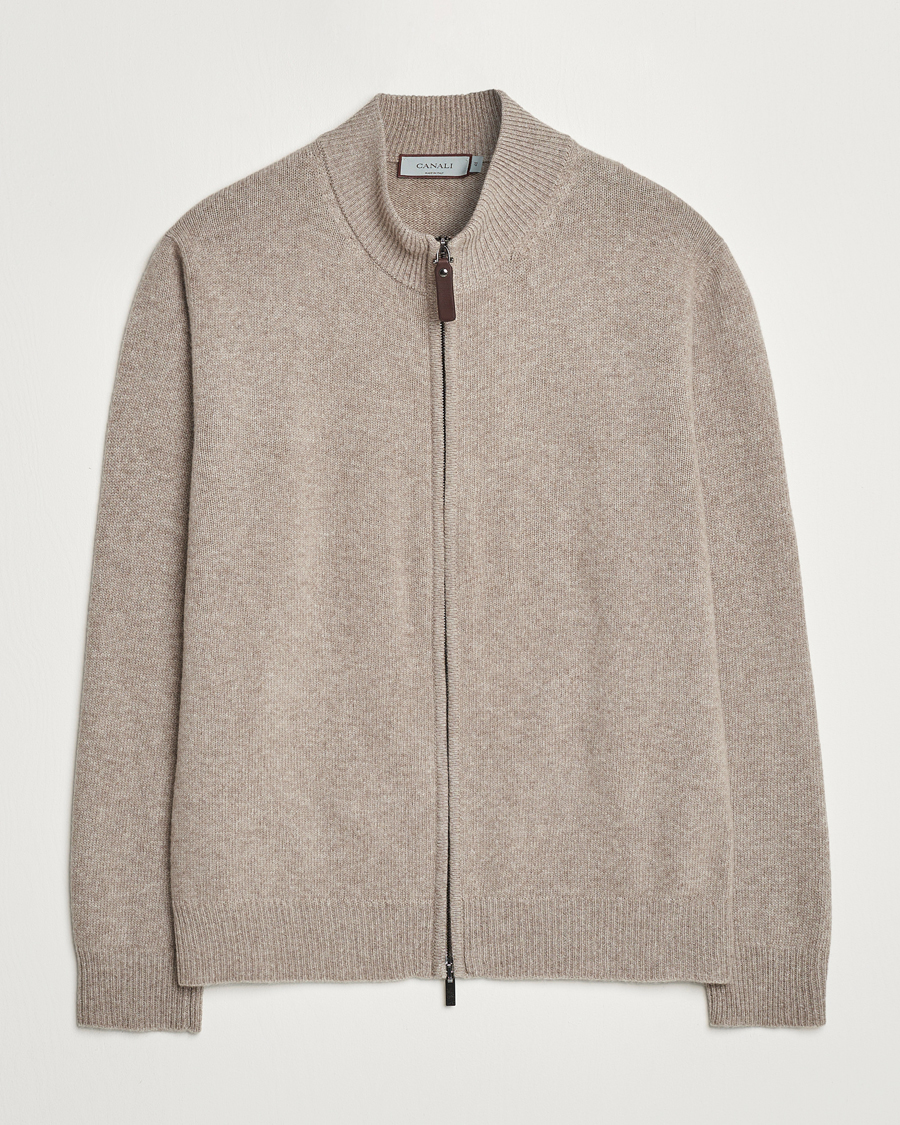 Uomini | Maglieria | Canali | Wool/Cashmere Full Zip Sweater Beige