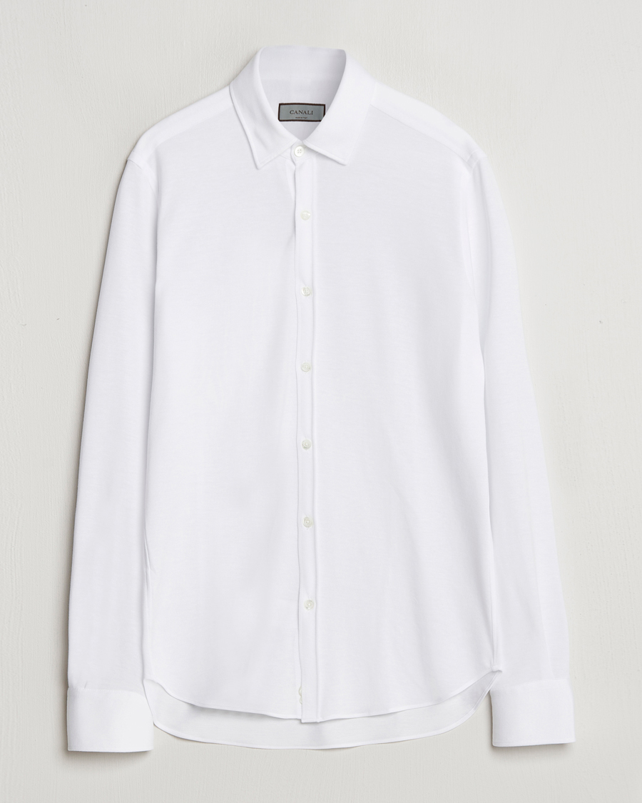 Uomini | Camicie | Canali | Slim Fit Stretch Piquet Shirt White