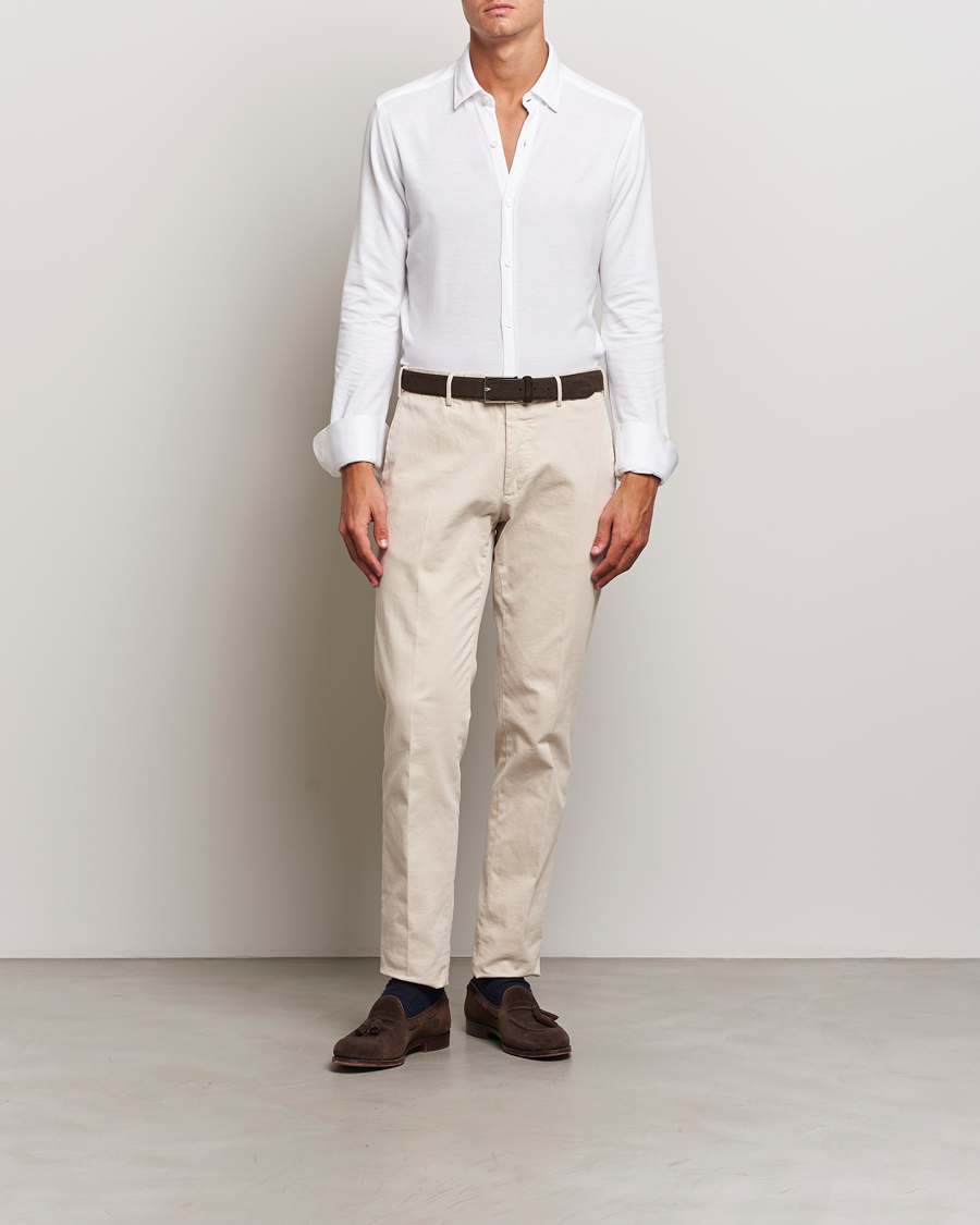 Uomini | Camicie | Canali | Slim Fit Stretch Piquet Shirt White