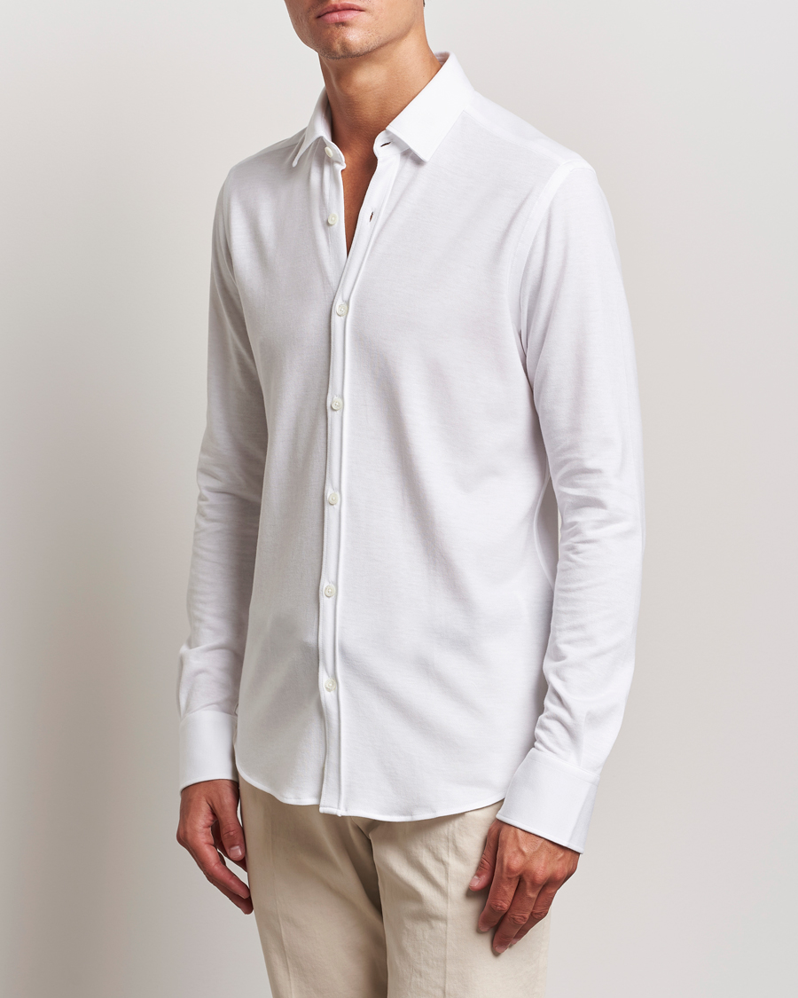 Uomini | Camicie | Canali | Slim Fit Stretch Piquet Shirt White