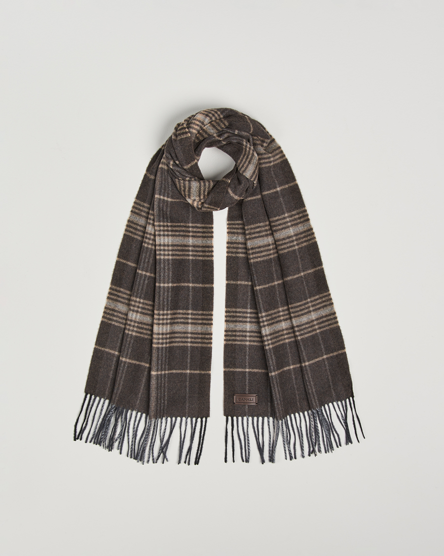 Uomini | Canali Check Wool Scarf Brown/Beige | Canali | Check Wool Scarf Brown/Beige