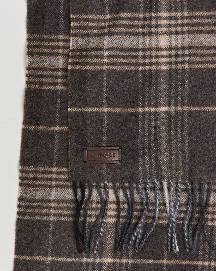 Uomini | Canali Check Wool Scarf Brown/Beige | Canali | Check Wool Scarf Brown/Beige