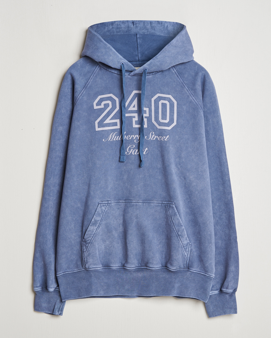 Uomini | Maglieria | GANT 240 Mulberry Street | Vintage Washed Hoodie Dusty Blue Sea