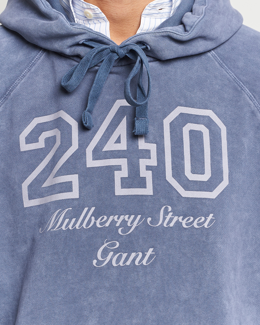 Uomini | Maglieria | GANT 240 Mulberry Street | Vintage Washed Hoodie Dusty Blue Sea