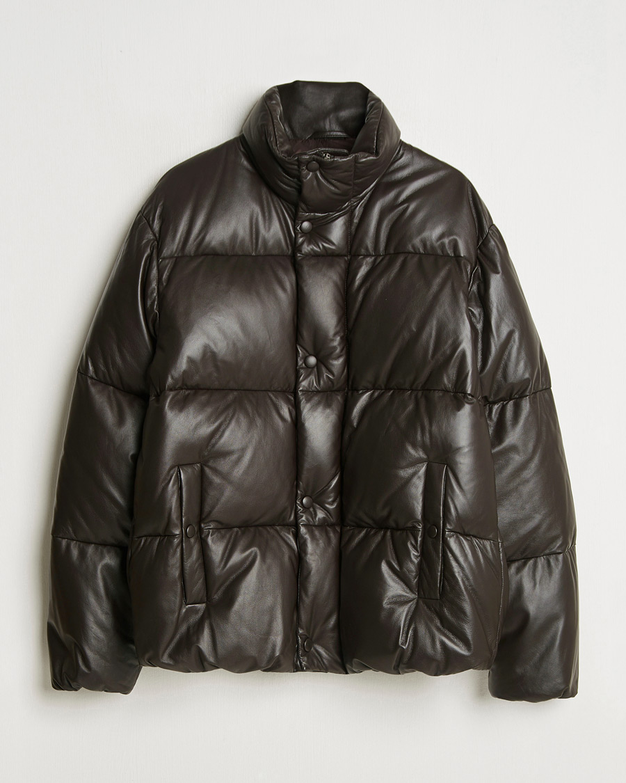 Uomini | Giacche | GANT 240 Mulberry Street | Leather Down Puffer Jacket Deep Brown