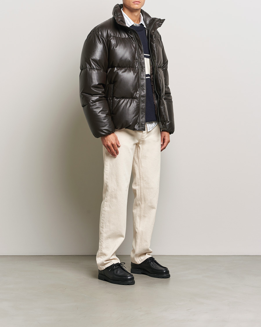 Uomini | Giacche | GANT 240 Mulberry Street | Leather Down Puffer Jacket Deep Brown