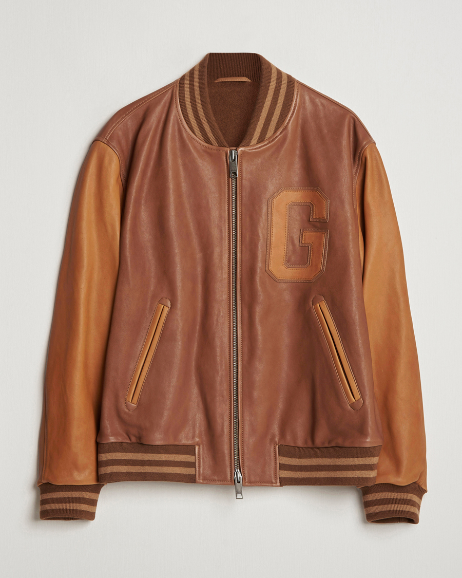 Uomini | Giacche | Gant | Leather Varsity Jacket Brown Sugar