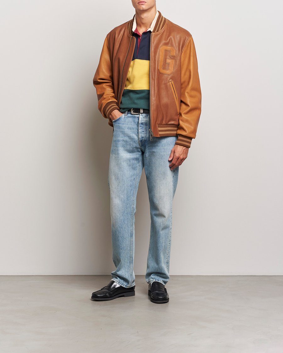 Uomini | Giacche | Gant | Leather Varsity Jacket Brown Sugar