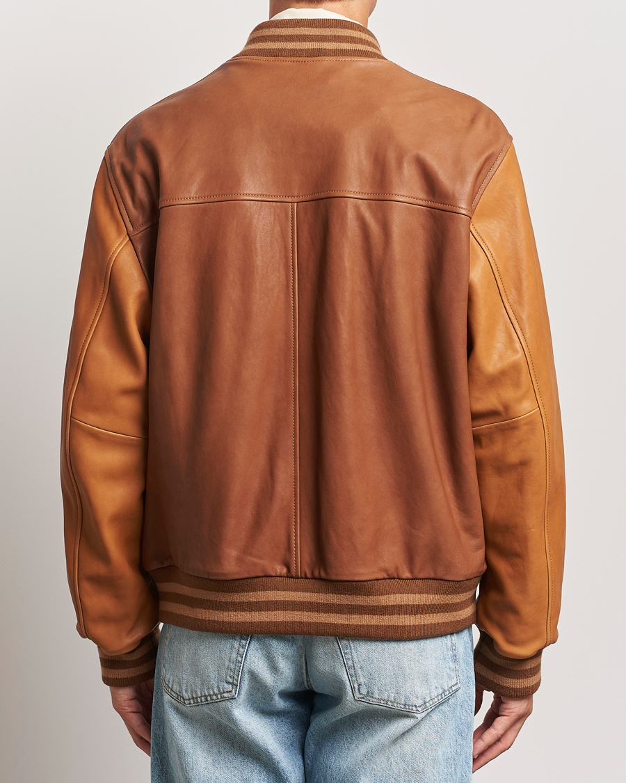 Uomini | Giacche | Gant | Leather Varsity Jacket Brown Sugar
