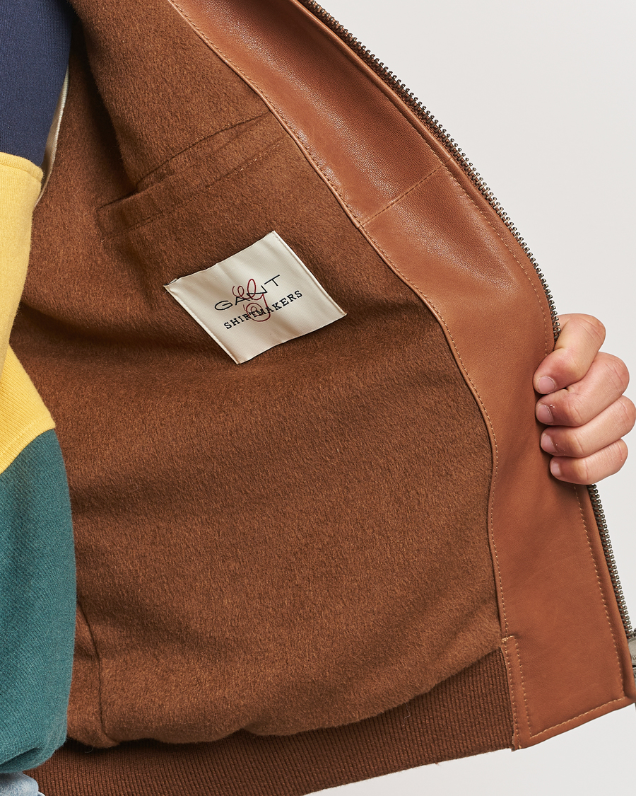Uomini | Giacche | Gant | Leather Varsity Jacket Brown Sugar