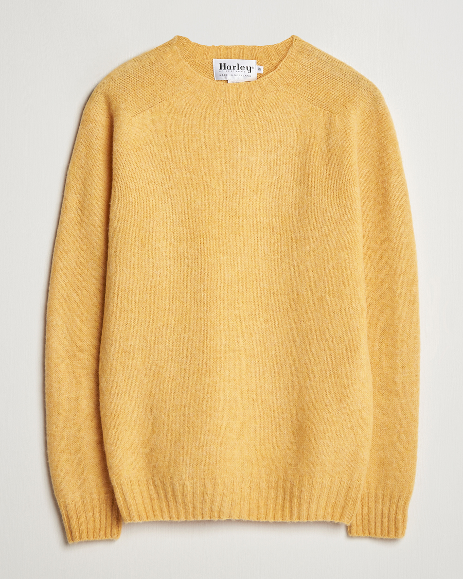 Uomini | Maglieria | Harley Of Scotland | Brushed Supersoft Lambswool Crewneck Marzipan