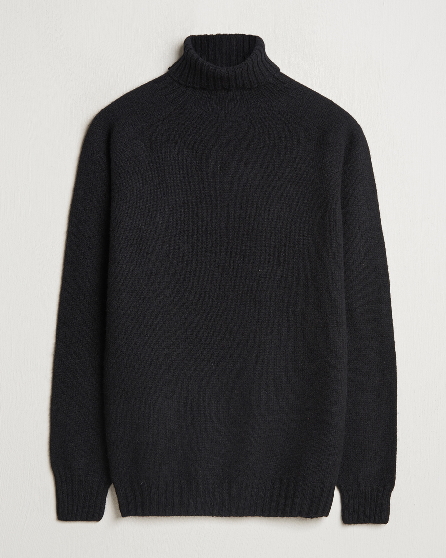 Uomini | Maglieria | Harley Of Scotland | Supersoft Lambswool Rollneck Black