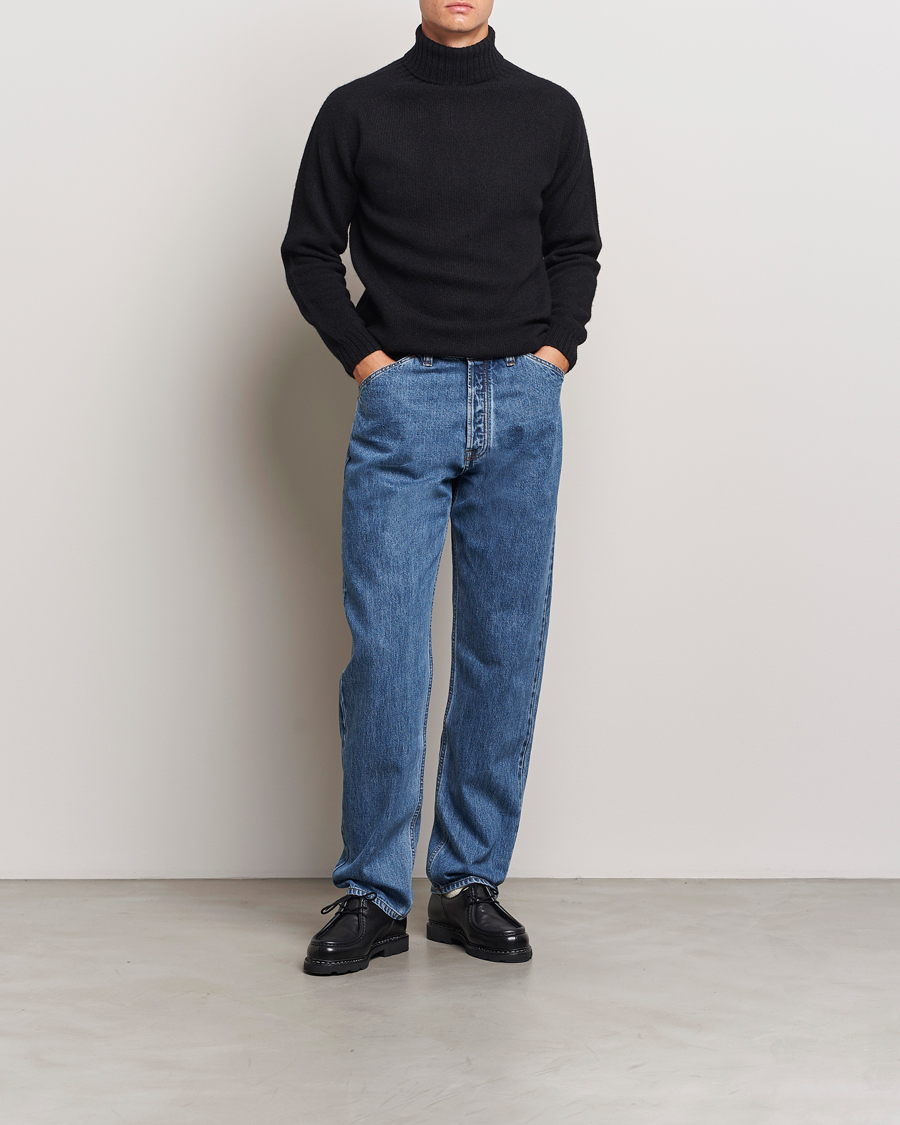 Uomini | Maglieria | Harley Of Scotland | Supersoft Lambswool Rollneck Black