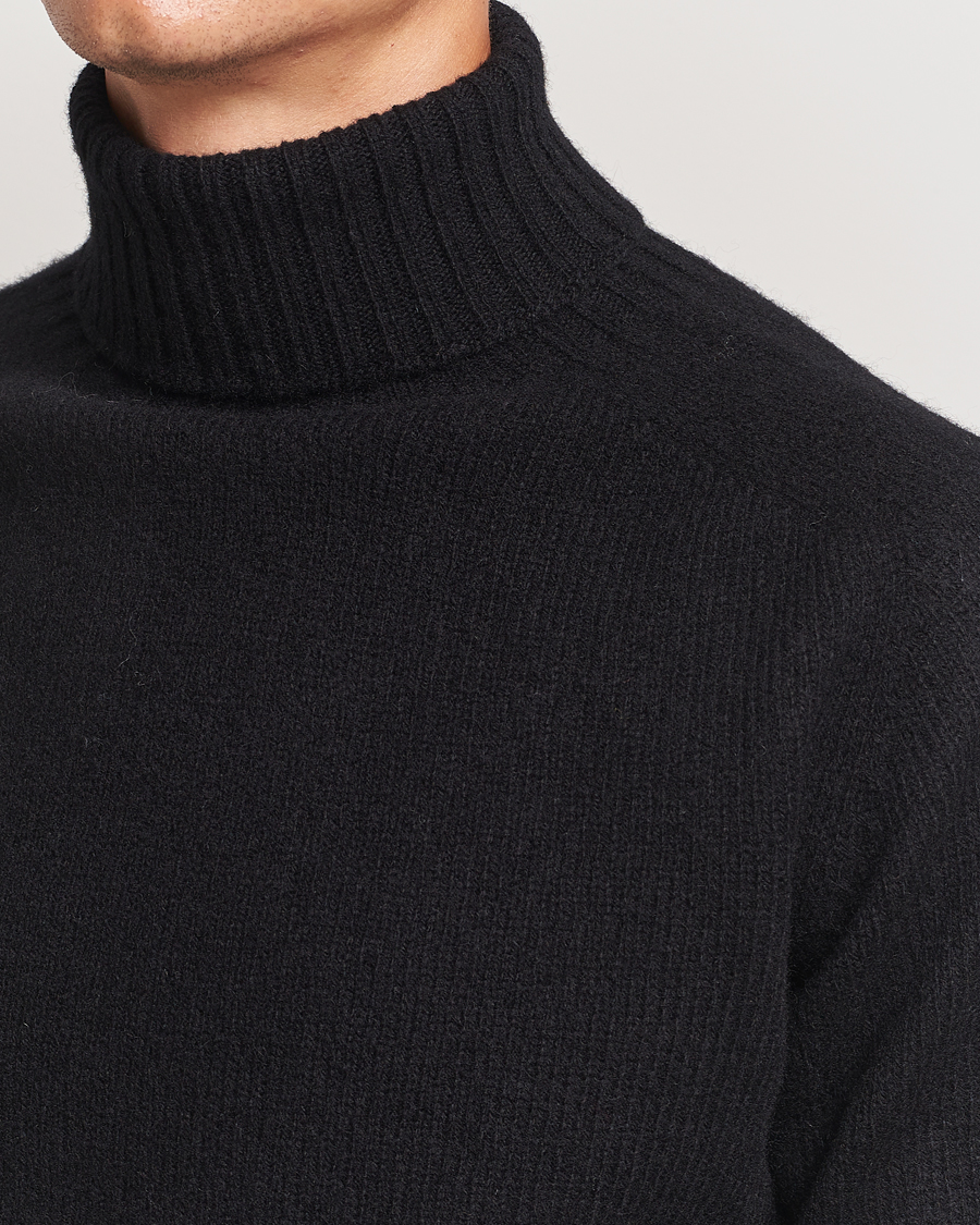 Uomini | Maglieria | Harley Of Scotland | Supersoft Lambswool Rollneck Black