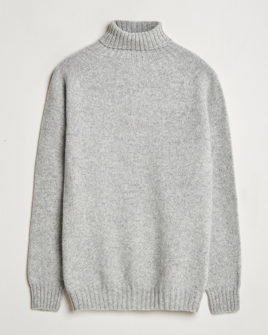 Uomini | Maglieria | Harley Of Scotland | Supersoft Lambswool Rollneck Silver Grey