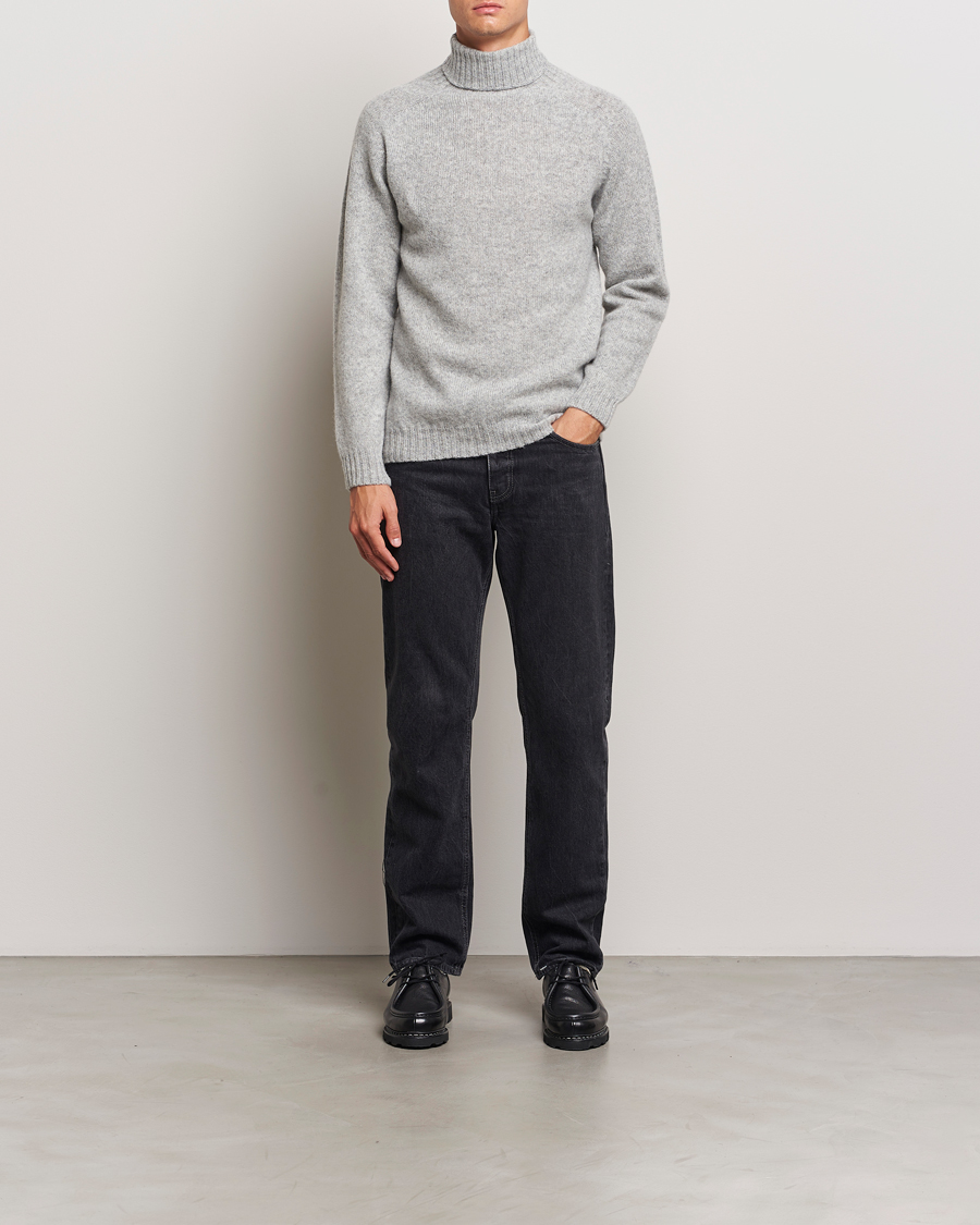Uomini | Maglieria | Harley Of Scotland | Supersoft Lambswool Rollneck Silver Grey