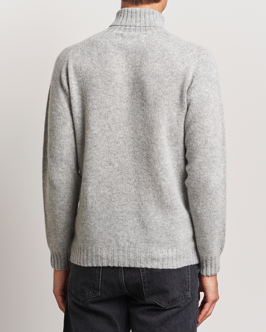 Uomini | Maglieria | Harley Of Scotland | Supersoft Lambswool Rollneck Silver Grey