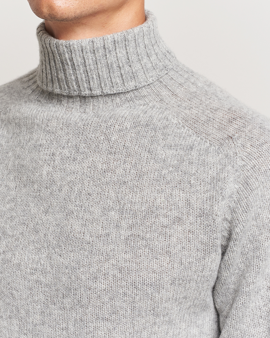 Uomini | Maglieria | Harley Of Scotland | Supersoft Lambswool Rollneck Silver Grey