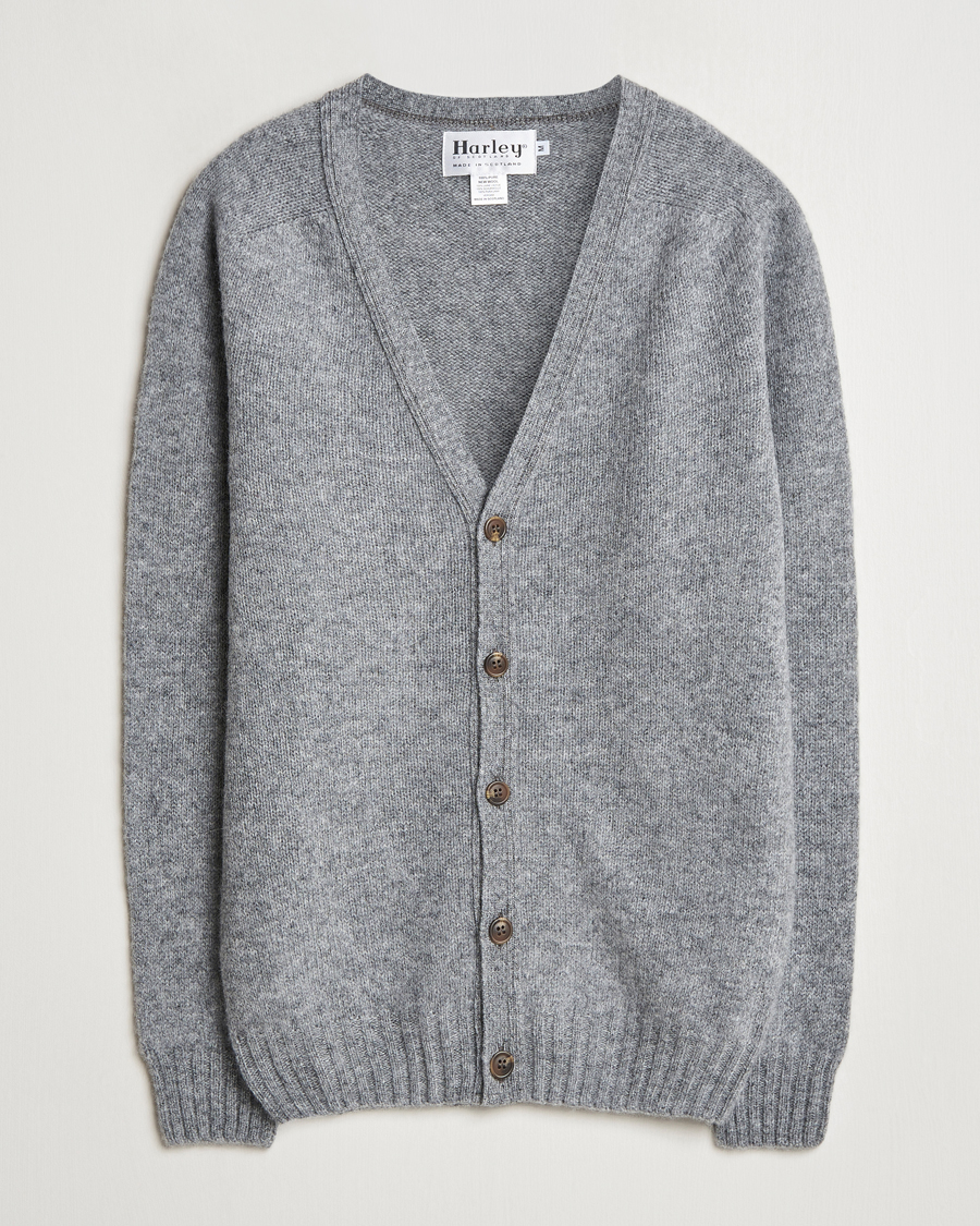 Uomini | Maglieria | Harley Of Scotland | Supersoft Lambswool Cardigan Medium Grey