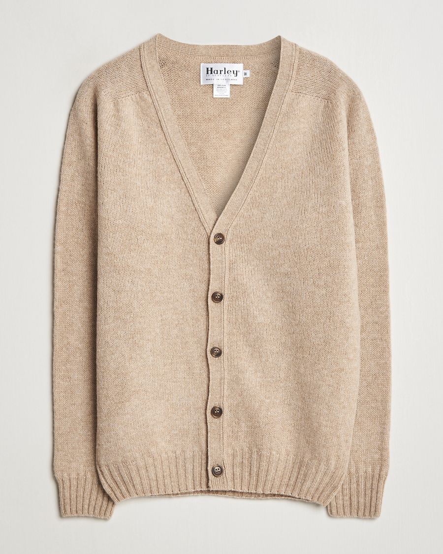 Uomini | Maglieria | Harley Of Scotland | Supersoft Lambswool Cardigan Oatmilk
