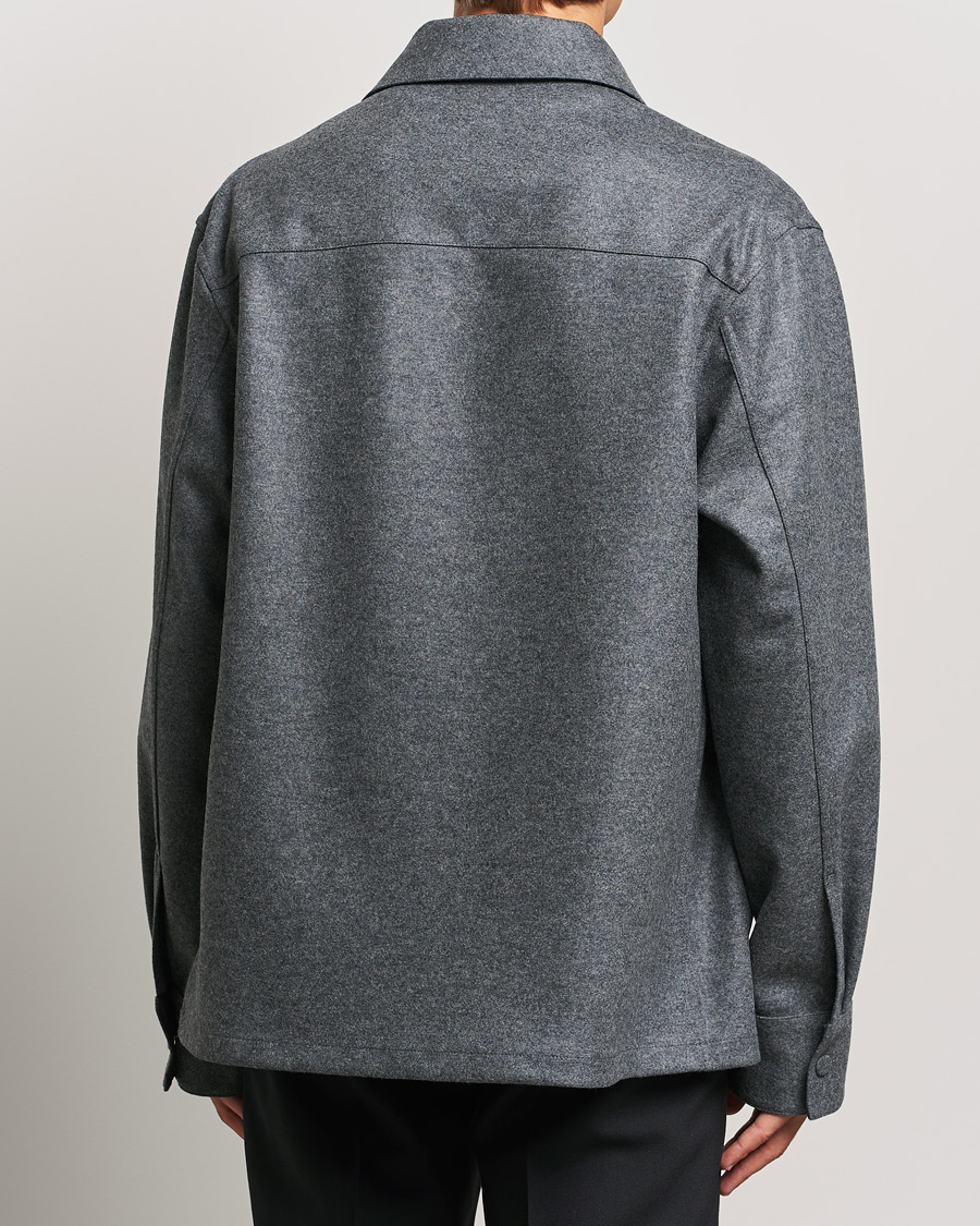 Uomini | Camicie | Jil Sander | Wool Flannel Overshirt Grey Melange