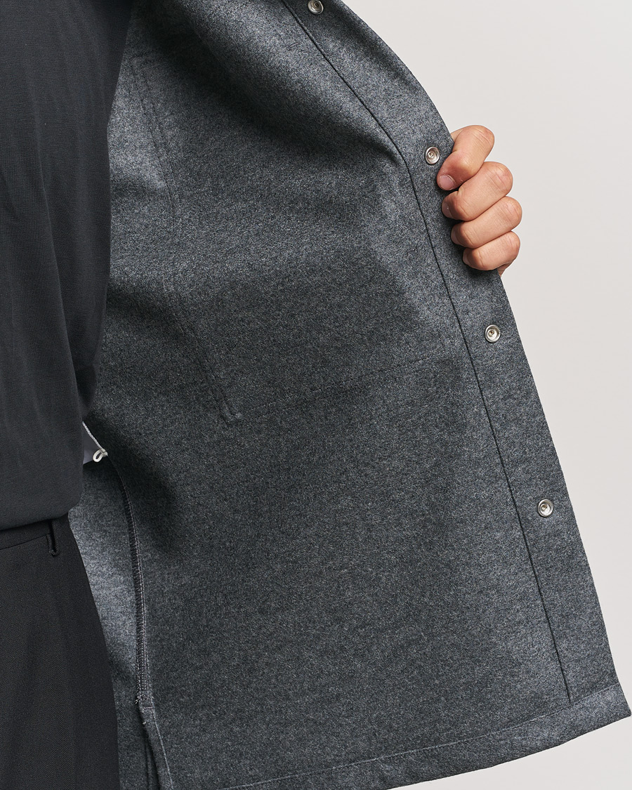 Uomini | Camicie | Jil Sander | Wool Flannel Overshirt Grey Melange