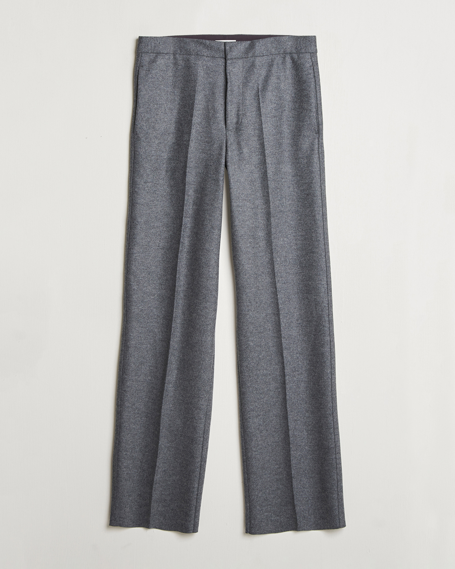 Uomini | Pantaloni | Jil Sander | Wool Flannel Pants Grey Melange
