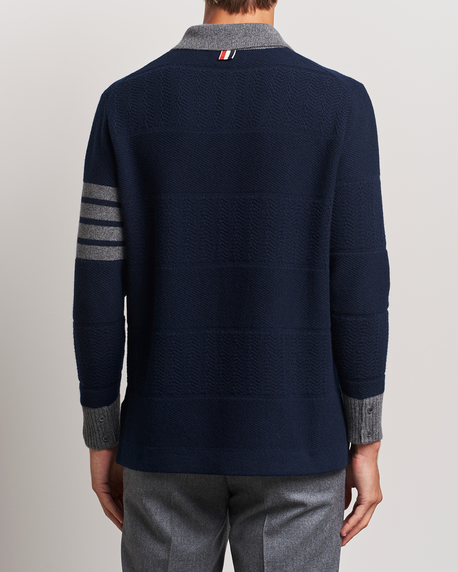 Uomini | Maglieria | Thom Browne | Textured Wool Rugby Navy
