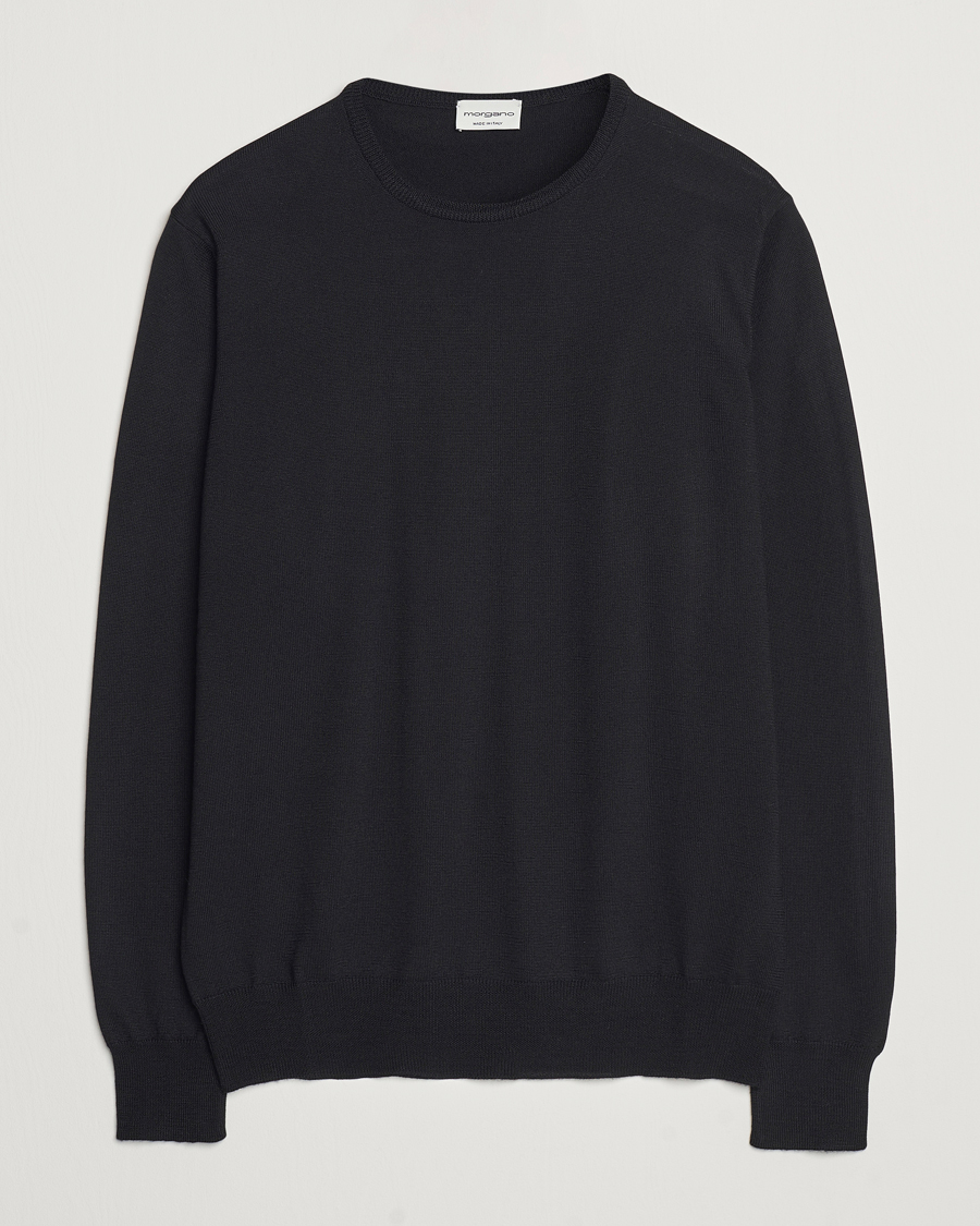 Uomini | Maglieria | Morgano | Extra Fine Merino Wool Crewneck Black