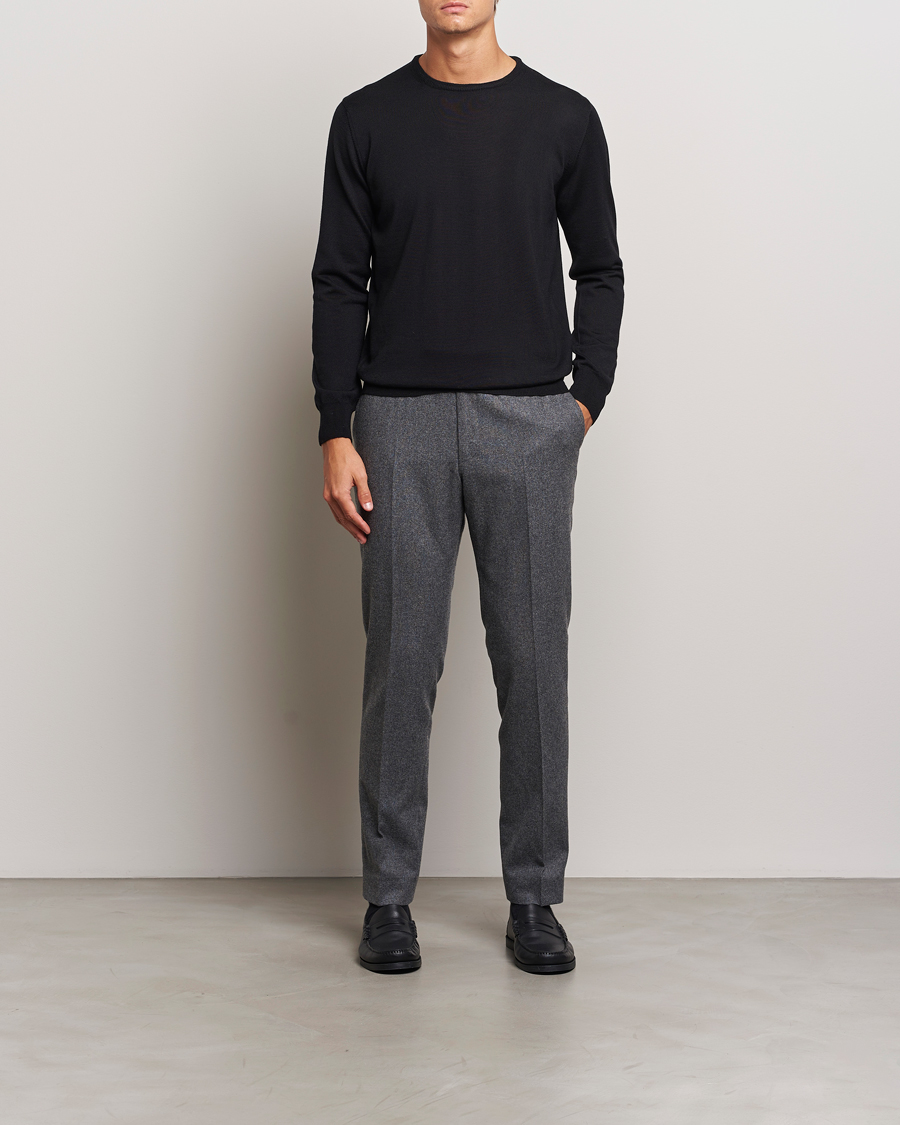 Uomini | Maglieria | Morgano | Extra Fine Merino Wool Crewneck Black