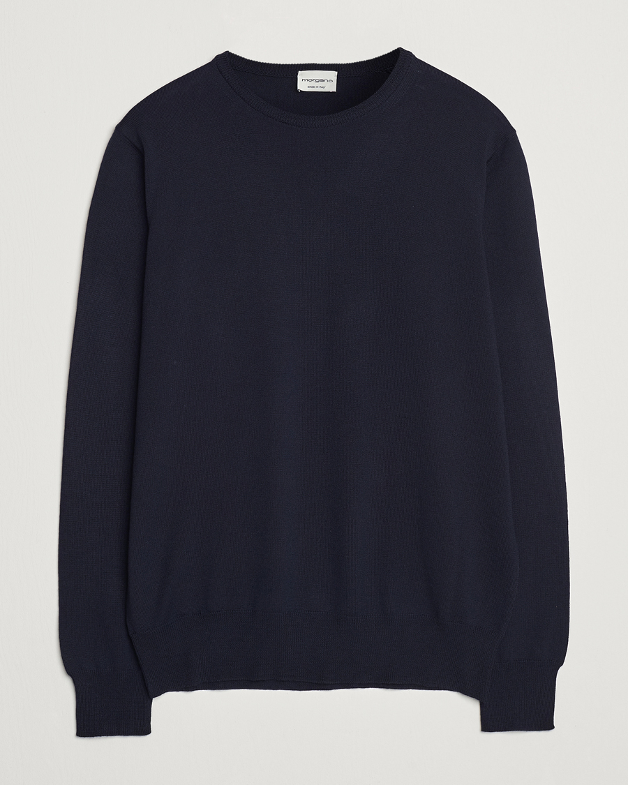 Uomini | Maglieria | Morgano | Extra Fine Merino Wool Crewneck Navy