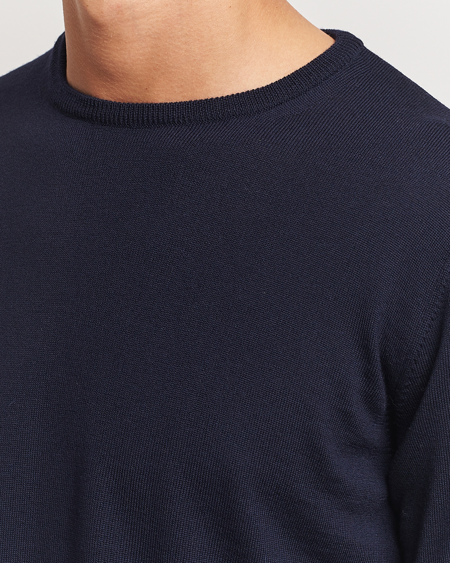 Uomini | Maglieria | Morgano | Extra Fine Merino Wool Crewneck Navy