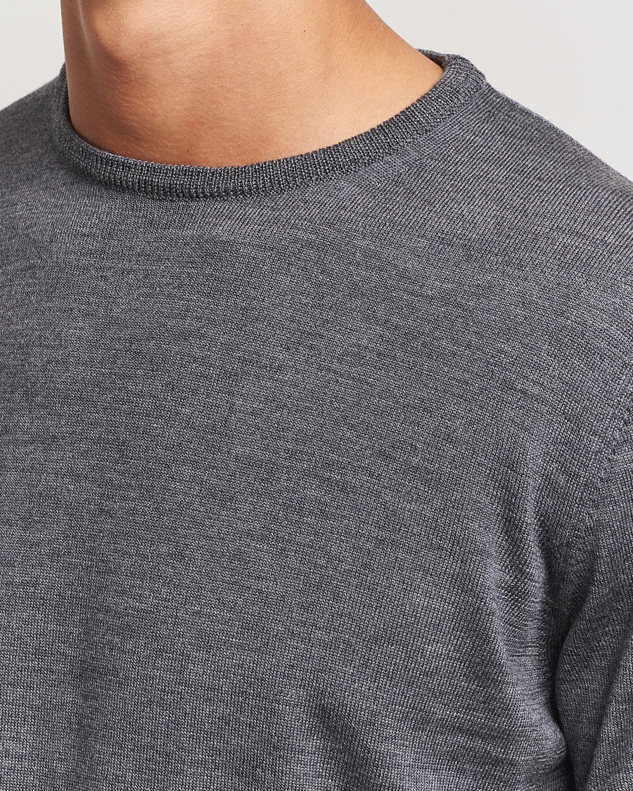 Uomini | Maglieria | Morgano | Extra Fine Merino Wool Crewneck Mid Grey