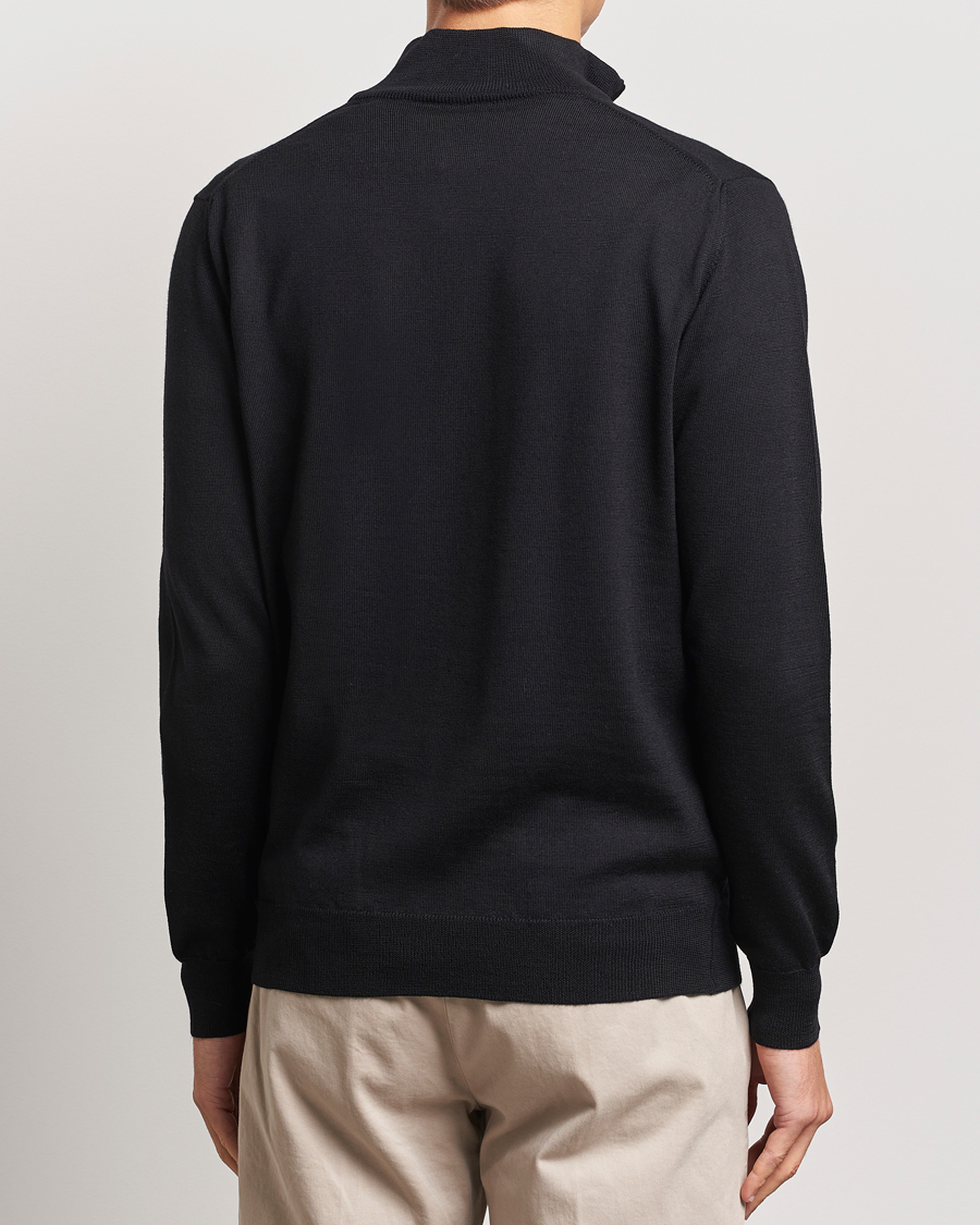 Uomini | Maglieria | Morgano | Extra Fine Merino Wool Half-Zip Black