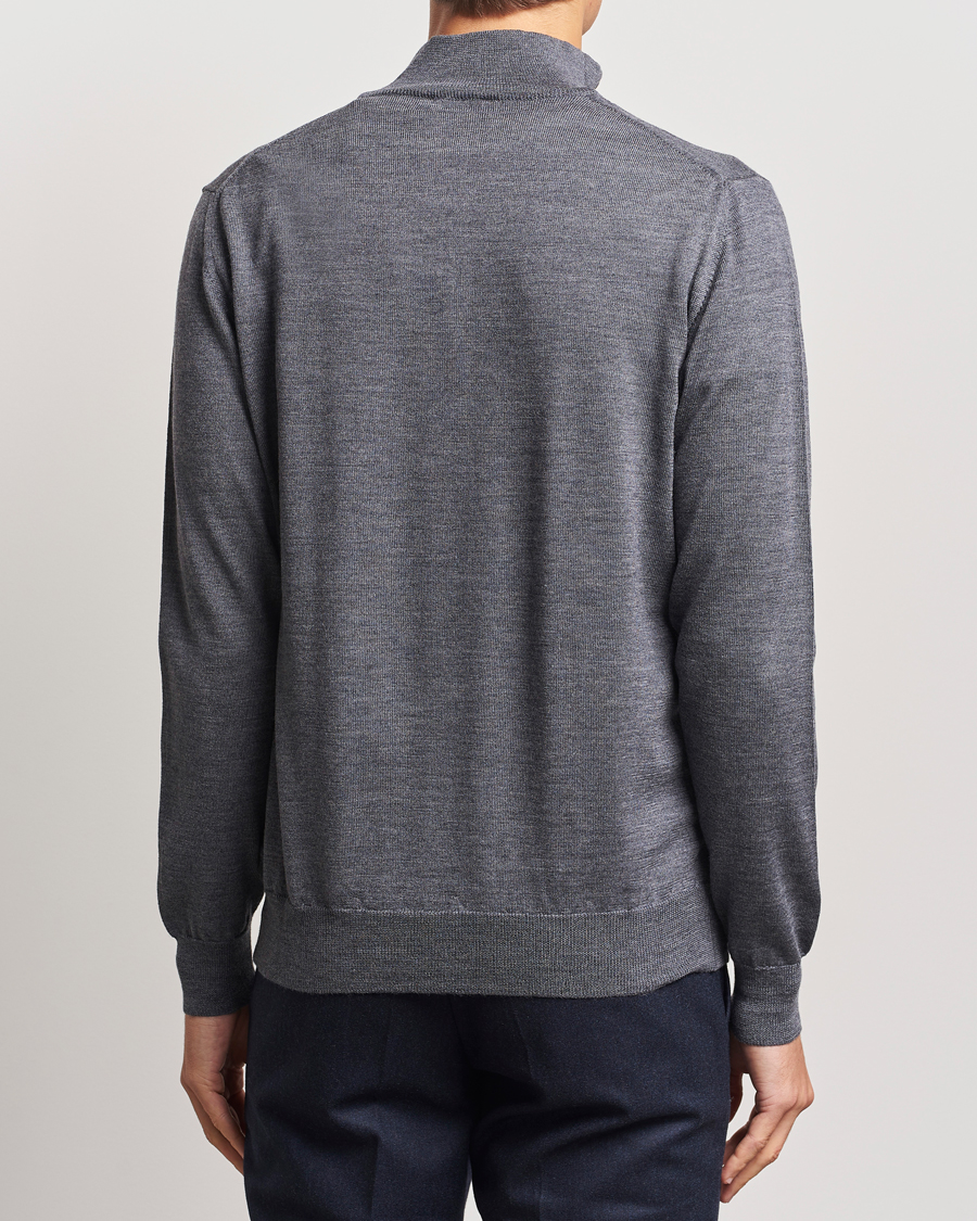 Uomini | Maglieria | Morgano | Extra Fine Merino Wool Half-Zip Mid Grey