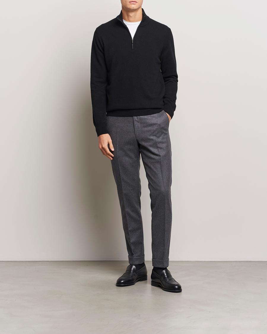 Uomini | Maglieria | Morgano | Wool/Cashmere Half-Zip Black