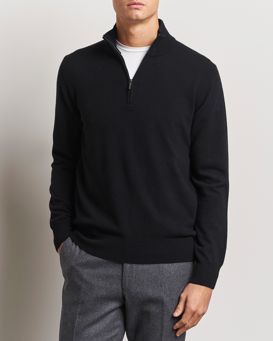 Uomini | Maglieria | Morgano | Wool/Cashmere Half-Zip Black