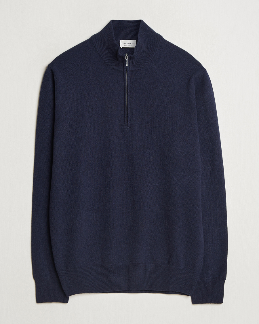Uomini | Maglieria | Morgano | Wool/Cashmere Half-Zip Navy