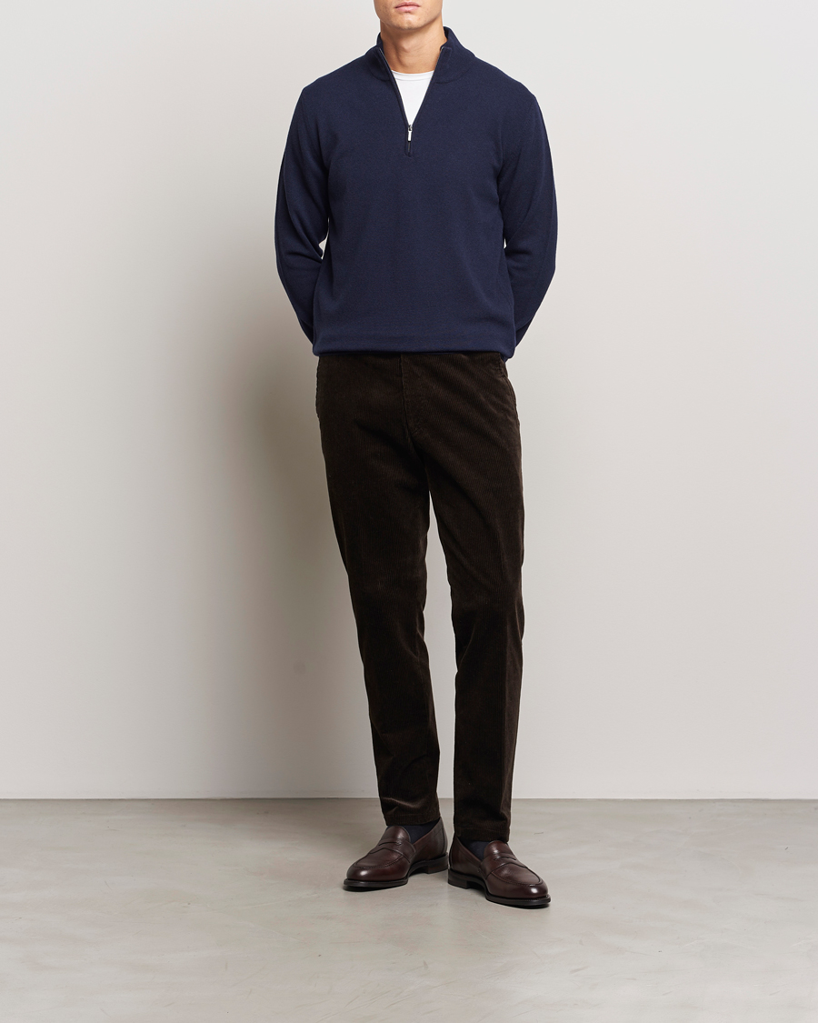 Uomini | Maglieria | Morgano | Wool/Cashmere Half-Zip Navy