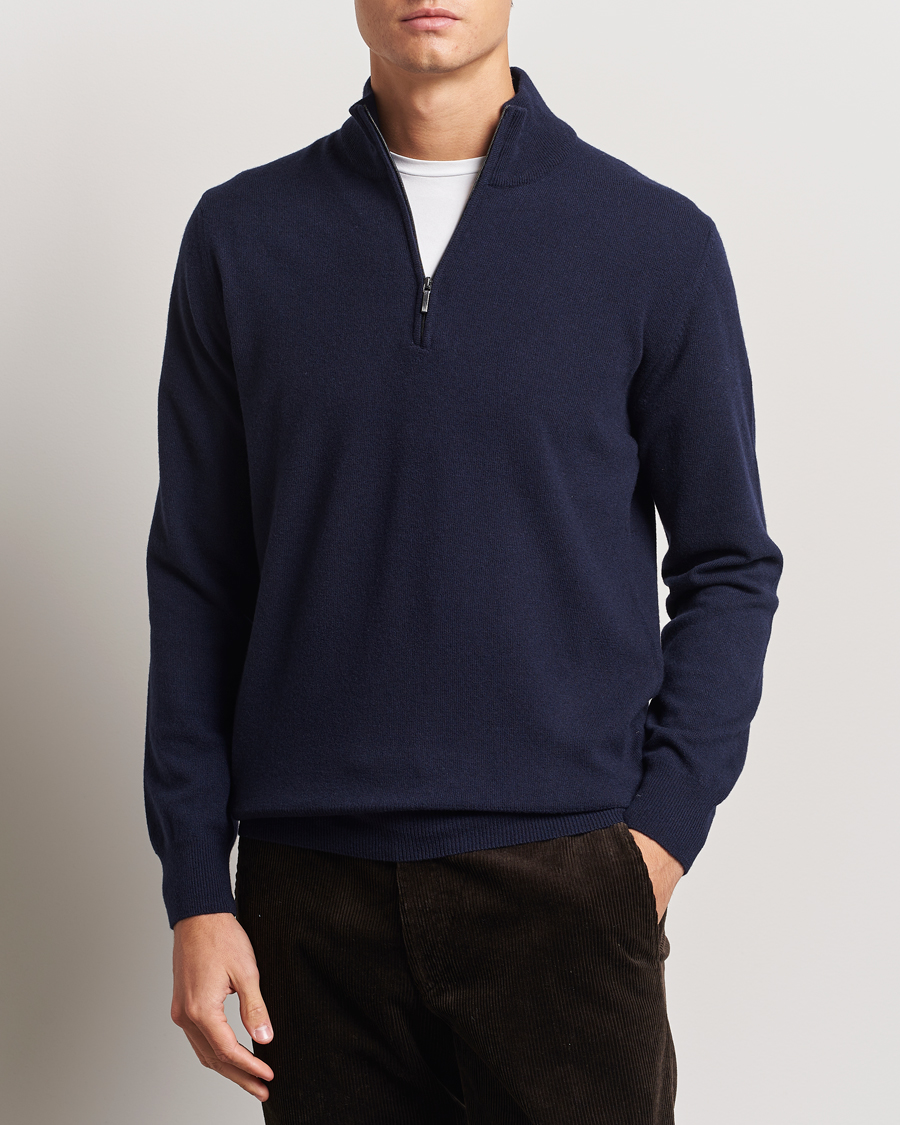Uomini | Maglieria | Morgano | Wool/Cashmere Half-Zip Navy