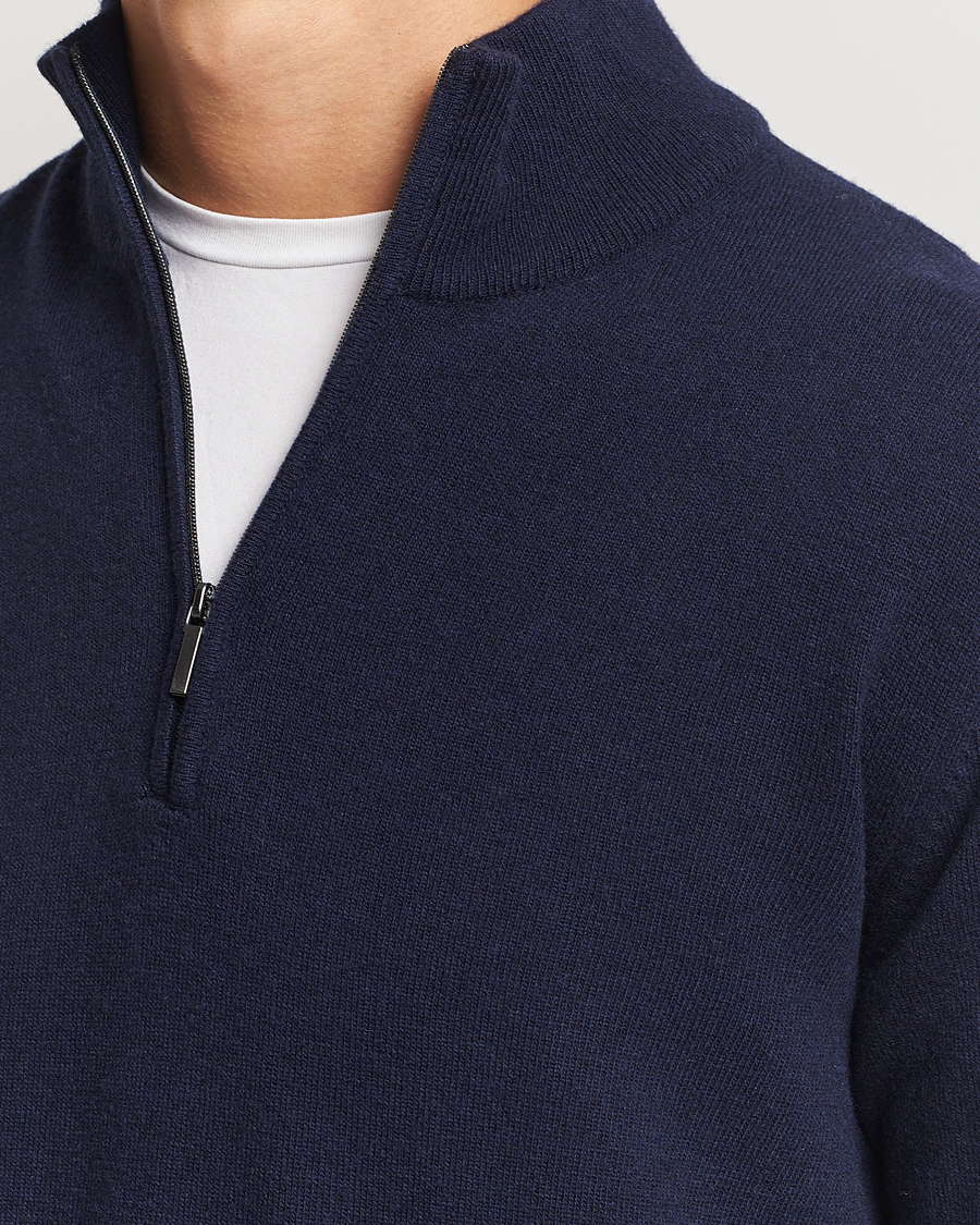 Uomini | Maglieria | Morgano | Wool/Cashmere Half-Zip Navy